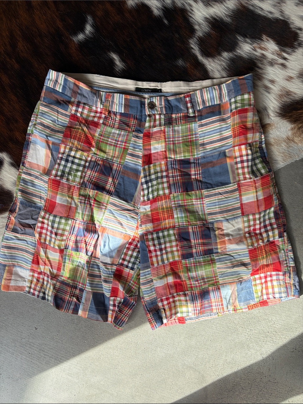 J. Crew Men's Multi-Color Patchwork Madras Shorts